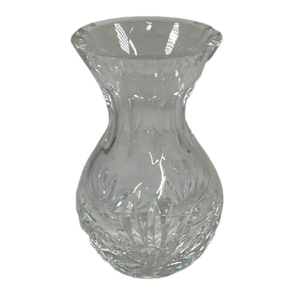 Royal Brierly England 4" Mini Vintage Hand-Cut Crystal Bud Vase Floral Design